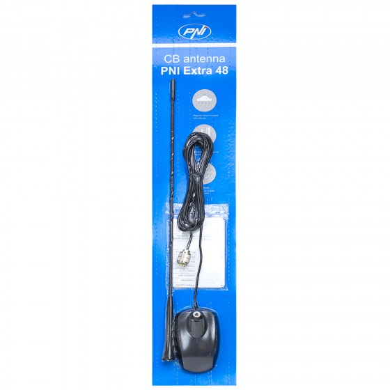 Anténa CB PNI Extra 48 s magnetickou základňou, 45 cm, 26-30MHz, 150W, SWR 1.0, sklolaminát